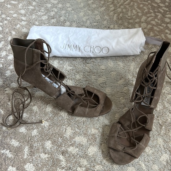 Jimmy Choo suede tie sandals - BNWOT Size 39.5 - Picture 1 of 6
